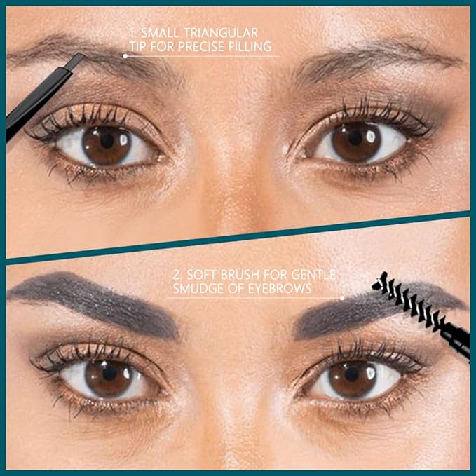 5 PCS Waterproof Professional Makeup Micro Brow Pencil,Brow Kit with Eyebrow Brush,Ultra-Fine Mechanical Pencil,Eyebrow Pencils for Women, (C04#Grey, 5Pcs)