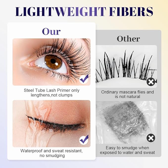 2PCS Ultra-Fine Lengthening Waterproof Quick-Dry Mascara, Black Mascara for Fine Short Lash Older Women Mulit-layered Lashes (Black)