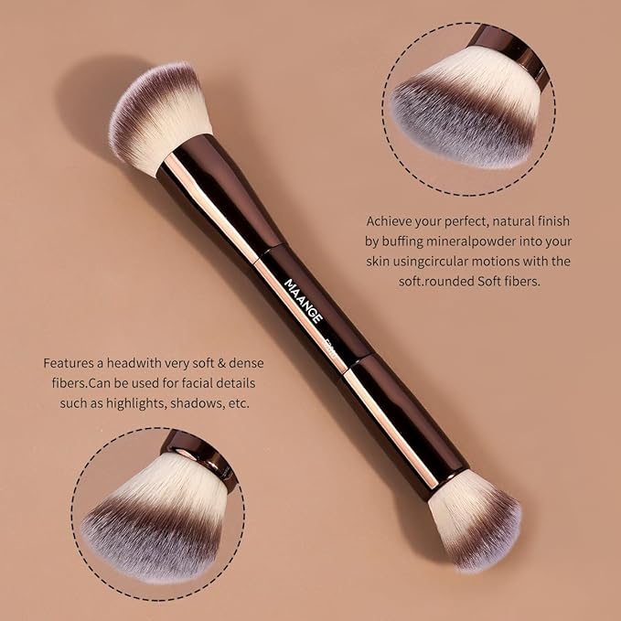 MAANGE Makeup Brush Set 19 PCS Travel Makeup Brushes Eyeshaowder Powder Concealers Foundation Professional Make Up Brush Set with Case (Coffee)