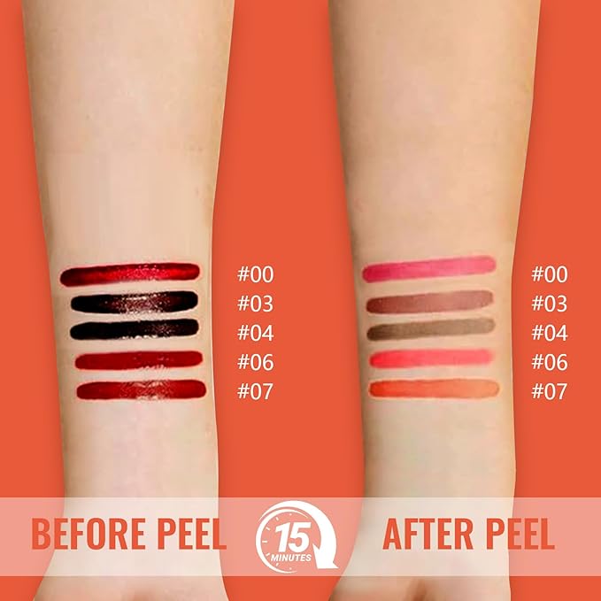 4pcs Lip liner Stain Peel Off,Lip Stain Waterproof Long Lasting,2-in-1 Lip Liner with Tweezer,Peel Off Lip Color,Stay On All Day,Perfect for Gift ,Highly Pigmented Color(Cocoa+Rose+Nude+Mauve)