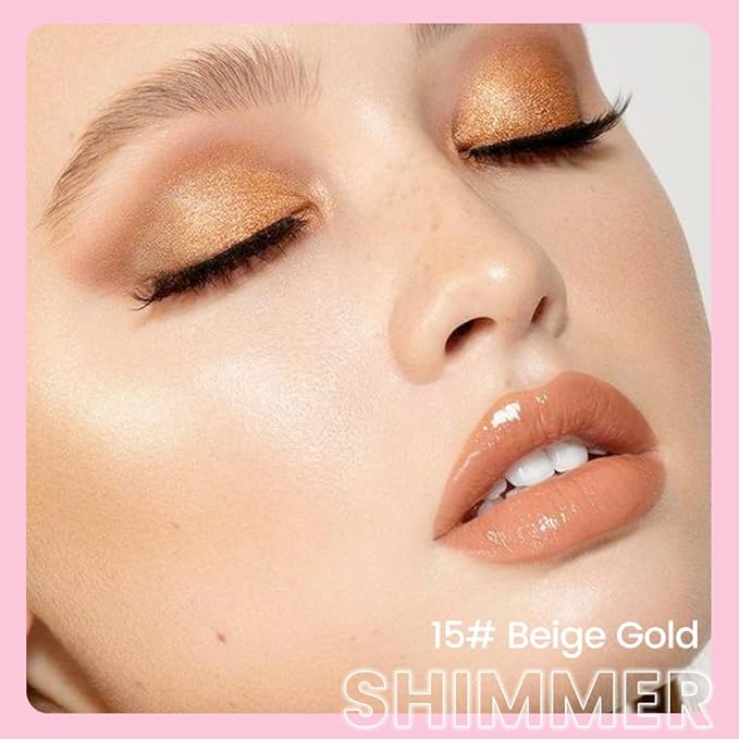 2-in-1 Cream Eyeshadow & Highlighter Stick, Waterproof Golden Gold Shimmer Eye Shadow Pencil for Women, Long-Lasting Pigmented Makeup, sombras para ojos 11