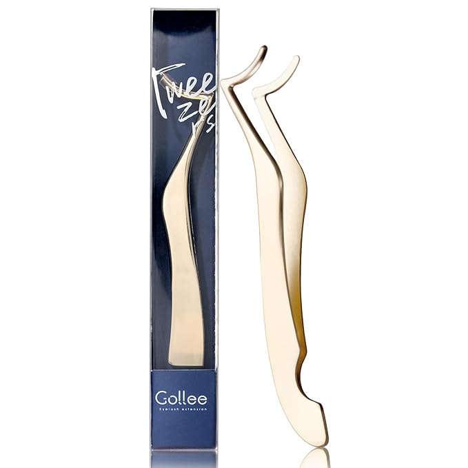GOLLEE Eyelash Applicator Tool DIY Cluster Lash Tweezers Curved Eyelash Tweezers for Easy Lash Application and Removal, DIY Lash Applicator Tweezer For Strip Lashes Clusters Lash