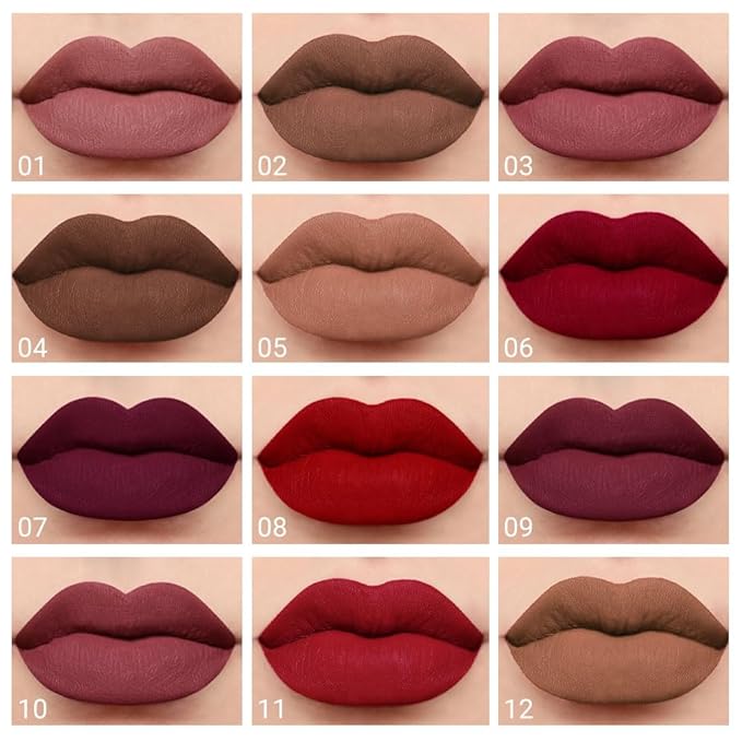 evpct 1Pcs Ruby Brick Red Matte Liquid Lipstick Lip Gloss Glossy Set for Black Women 24 Hour Silky Velvet Lipstick labiales matte larga duracion mate 24 horas originales 08#