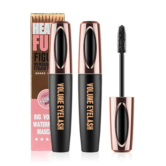 4D Silk Fiber Lash Mascara Extension Voluminous Mascara Waterproof & Smudge-Proof Long-Lasting 24 Hours No Flaking Longer Thicker Eyelashes,All Day Exquisitely Full (2 Packs)