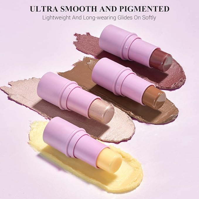 2Pcs Highlighter Moisturizer Makeup Sticks, Iluminator Face Stick