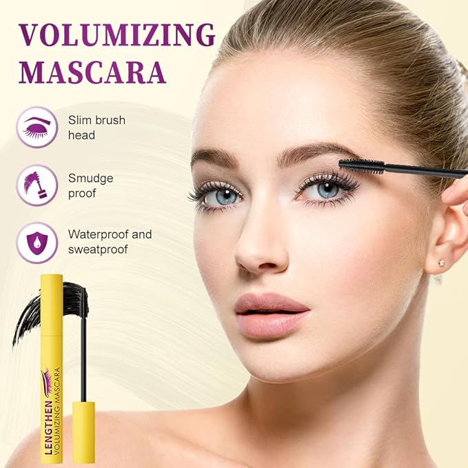 Bubble Mascara, 2025 New Volumizing Mascara, Waterproof Brown Mascaras for Sensitive Eyes, Clump-Free Lash Enhancer for Daily Use, Long Lash Mascaras for Women (Brown+Black)