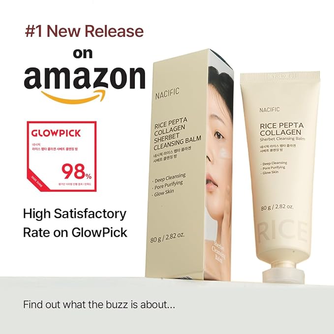 NACIFIC Rice Pepta Collagen Sherbet Cleansing Balm 2.82oz. 80g Makeup Remover Korean Skincare Deep Cleansing Face Cleanser Pore Purifying Glow Glass Skin Non greasy For All Skin Types
