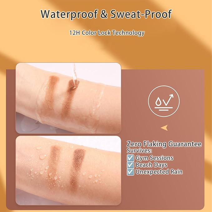 Eyebrow Powder Kit, Long-Lasting & Waterproof Two Colors Brown Tinted Brow Powder for Beginners, Easy to Apply, Stays All Day, Includes Brow Brush & Mirror