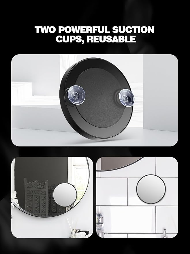 10X&40X Magnifying Mirrors with Suction Cups and 2 Tweezers Set, 3.5 inches Magnified Makeup Mirror, Black, 2PCS