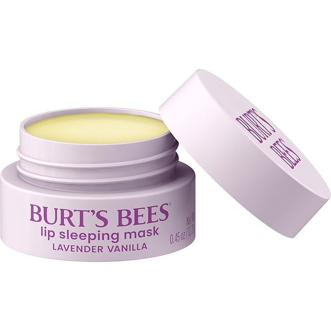 Burt’s Bees Back To School Dorm Essentials, Lavender Vanilla Lip Sleeping Mask, With Hyaluronic Acid and Squalane Moisturizer To Instantly Hydrate Lips, Overnight Mask and Treatment, 0.45 oz.