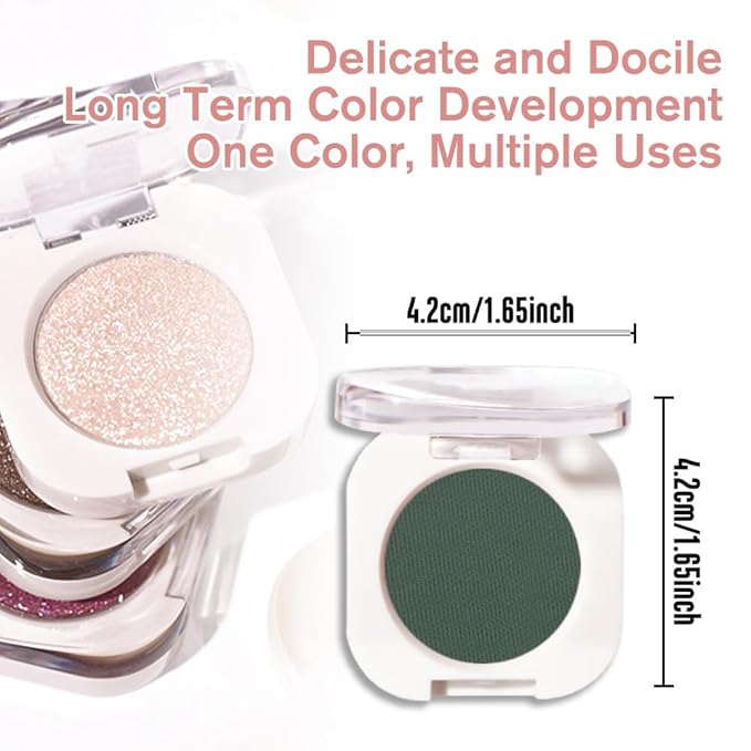 Single Matte Eye Shadow Palette Makeup, Forest Green Matte Eyeshadow for Women, Monochrome Eye Shadow Makeup, Pigmented Waterproof Sombras Para Ojos, Vegan, Talc, Paraben & Cruelty Free, 16