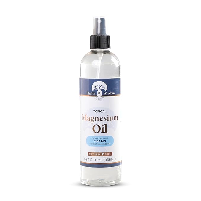 Health & Wisdom Pure Magnesium Oil - Topical Muscle & Joint Relief- Natural and Pure Skin Moisturizer - Enhanced Absorption - 12 fl oz
