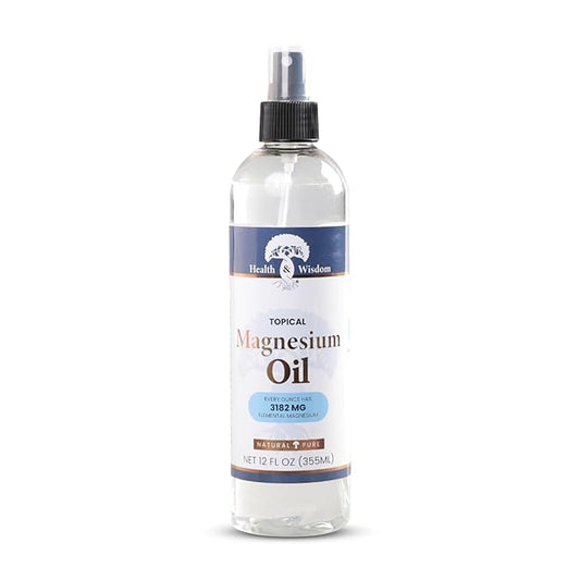 Health & Wisdom Pure Magnesium Oil - Topical Muscle & Joint Relief- Natural and Pure Skin Moisturizer - Enhanced Absorption - 12 fl oz