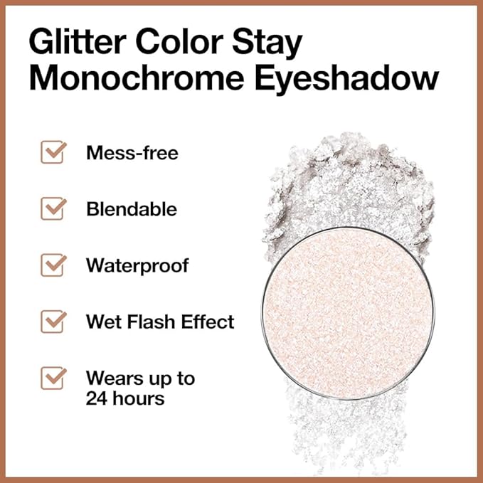 Glitter Shimmer Sparkle Eye Shadow Palette Makeup for Women, Shimmer Silver White Glitter Metallic Holographic Iridescent Cream Iridescent Single Monochrome Eyeshadow Makeup