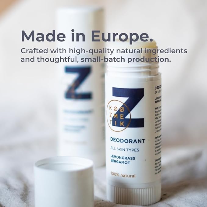 KØØZMETIK Natural Deodorant Z for Men & Women | 100% Natural, Aluminum-Free, Lemongrass & Bergamot | Long-Lasting Odor Protection | Skin-Friendly, Cruelty-Free, | 50ml (1.7oz)