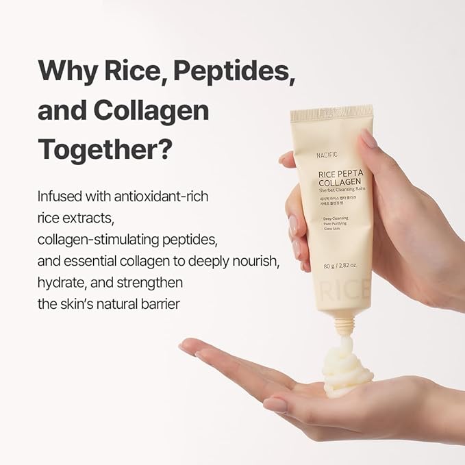 NACIFIC Rice Pepta Collagen Sherbet Cleansing Balm 2.82oz. 80g Makeup Remover Korean Skincare Deep Cleansing Face Cleanser Pore Purifying Glow Glass Skin Non greasy For All Skin Types