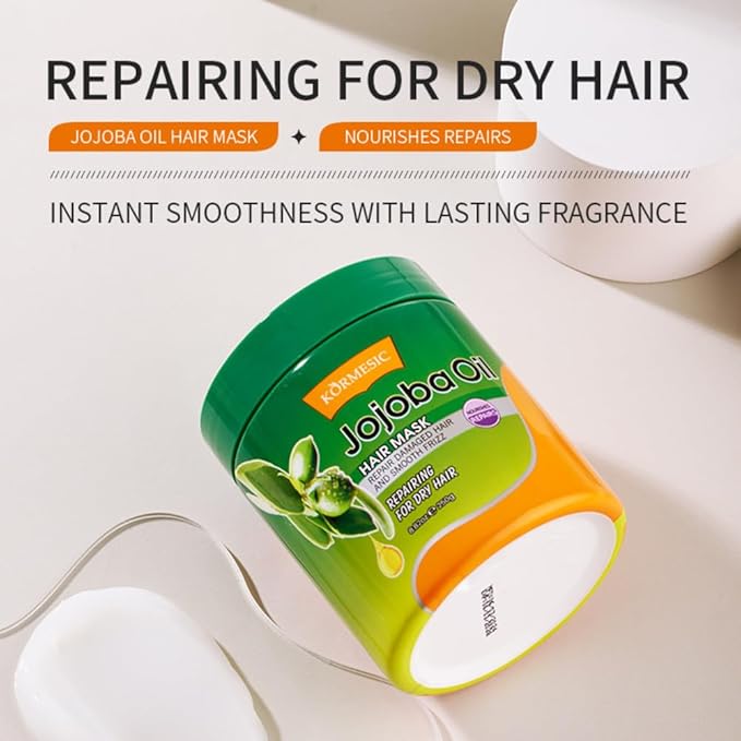 Jojoba Oil Moisturizing Hair Mask for Women, Deep Conditioning Gloss Hair Treatment for Repair Dry Damaged Hair, Hydrating Hair Mask for Frizzy Control