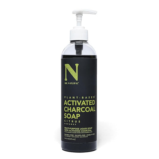 Dr. Natural Activated Charcoal Liquid Soap - Combat Acne and Blemishes - Deep Cleansing Body Wash - Gentle Body Soap for Clear Skin - Citrus - 16 oz
