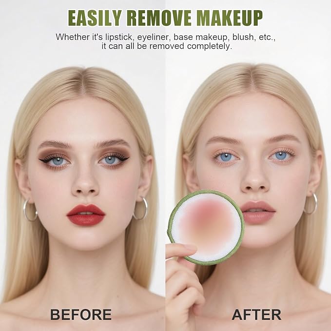 BS-MALL Cotton Rounds Bamboo Fiber for Face & Gentle Reusable Eye Makeup Remover Pads 20 Pcs, Facial Mask Brush & Foundation Brush- Travel-Friendly Skincare Set with Storage Box & Washable Bag