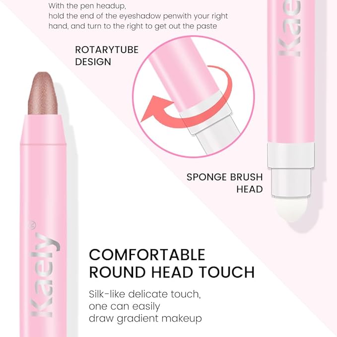 2-in-1 Cream Eyeshadow & Highlighter Stick, Waterproof Rose Brown Shimmer Eye Shadow Pencil for Women, Long-Lasting Pigmented Makeup, sombras para ojos 28