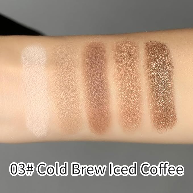 5-Color Eyeshadow Palette, Shimmer Earth Tones with Matte & Highlight Shades, Silky Smooth Texture, Brightening & Contouring Eye Makeup, Compact Design with, Charming Eye Look-3#