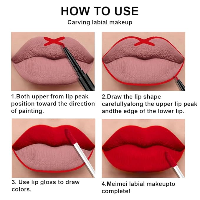 evpct 3Pcs Ruby Bright Dark Red Lip Stain Paint Matte Lip Liner and Liquid Lipstick Set for Women Long Lasting, labiales mate larga duracion listip 24 hours a prueba de agua mate 24 horas originales