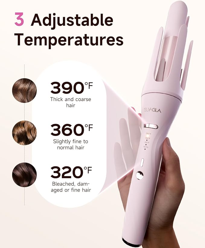 3 in 1 Automatic Curling Iron with 1.25 Barrel, Hair Crimper, Straightening Brush, 3 in 1 Hair culer Tools, Rotating Curling Iron with 3 Temp, 2-Way Rotation, 10S Fast Heating, Dual Voltage