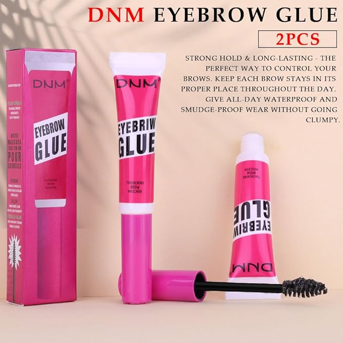 BINGBRUSH Tinted Thickening EYE Brow Glue Mascara,Brow Fast Sculpt,Waterproof, Transfer-proof, Brush to Fill in Eyebrows and Cover Gray Hairs - Cruelty Free - Light Medium Brown (2Pcs 09 transparent)