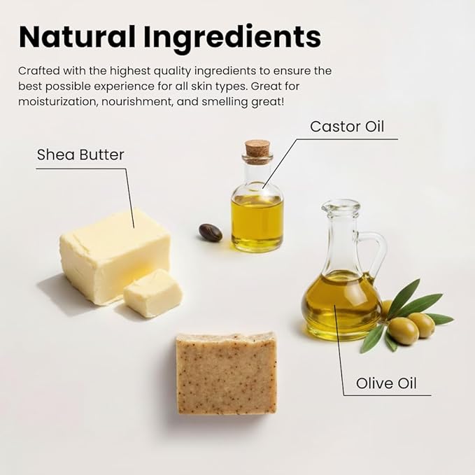 Natural Body Soap Bar with Long Lasting Scent Moisturizing Formula made in Canada for Men and Women. Multi-Pack (2-Pack, Rosemary/Scarlet)