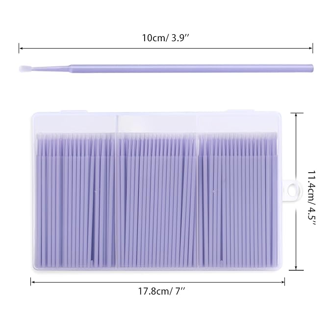 400 Pcs Micro Applicator Brushes,JASSINS Microswabs for eyelash extensions,Disposable 2mm Precision Mascara swab,For Cleaning and Applying Makeup (Light purple)