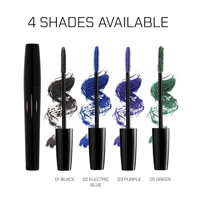 Radiant Professional Studio Perfect Mascara Volume and Length – Smudge-Proof, Cruelty Free, Lengthening Mascara with Silicone Brush & Natural Wax – Electric Blue (02), 0.30 oz