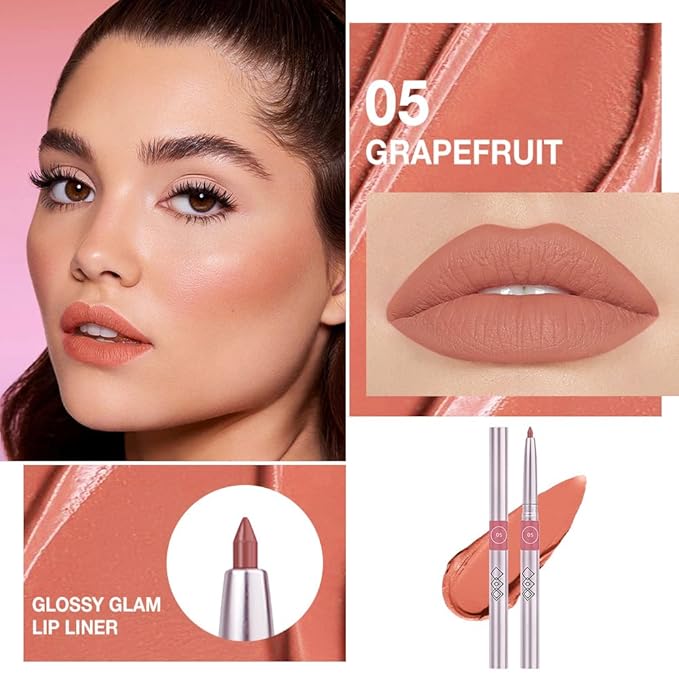Matte Grapefruit Red Retractable Lipliner Pencil, Highly-Pigmented lip pencil, Long Lasting Waterproof Makeup Crayon for Lip Liner and Eye Liner, Smooth and Creamy, Rich Colors, Smooth Application,05#