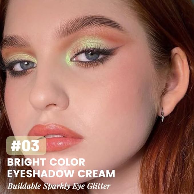 Light Green Cream Glitter Shimmer Metallic Eyeshadow Palette Makeup, Natural Single Mini Instant Holographic Eyeshadow For Women, Sombras Crema Para Ojos, Talc, Paraben & Cruelty Free