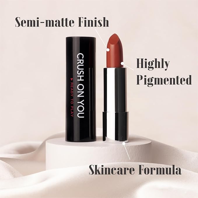 READY TO SHINE Matte Vegan Lipstick for Women, Smooth Moisturizing Creamy Finish, Luscious and Warm Orange Hue Lip Color, Vegan, CRUSH ON YOU (327 All That I Need)