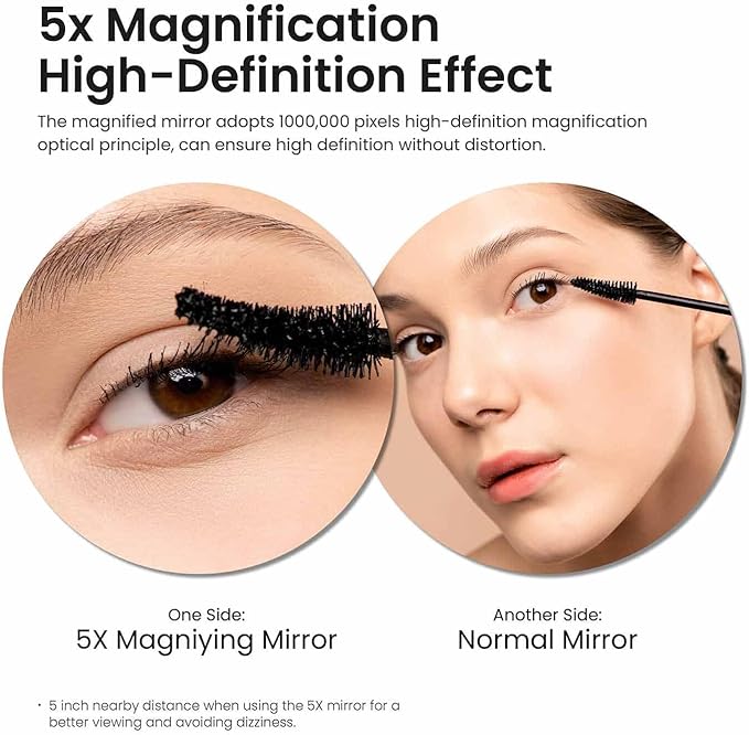 KIBI Circular Wall Mount Makeup Mirror, Dual-Sided 1x/5x Magnifying Mirror with Extendable Arm, 360° Swivel, Solid Brass Construction for Durability and Style (Matte Black - KMM100)