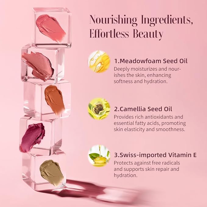 Multi-Use Makeup Cream Blush Stick, Unidollss 3-in-1 Buildable Powder Blush Stick for Cheek, Eye, and Lip, Hydrating formula, All day wear, Easy Application with Thumb Puff Included (03 PALPITATING)