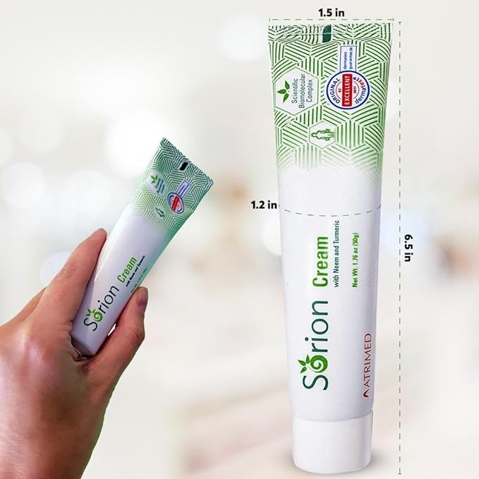 Sorion Cream - Herbal Moisturizer for Dry Skin, Itchy and Flaky Skin with Coconut Oil, Neem, Turmeric and Pala Indigo Skincare Body Cream
