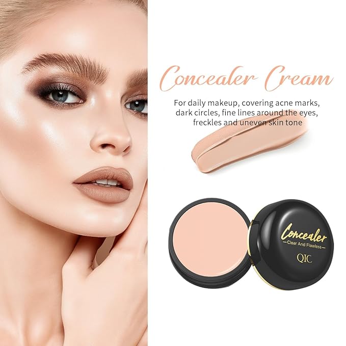Multi-Use Pot Concealer Full Coverage - Under Eye Concealer waterproof no Transfer, for Dark Circles, Blemishes, Makeup Brightens for Sensitive Skin, Light Skin Tone 0.53 Oz