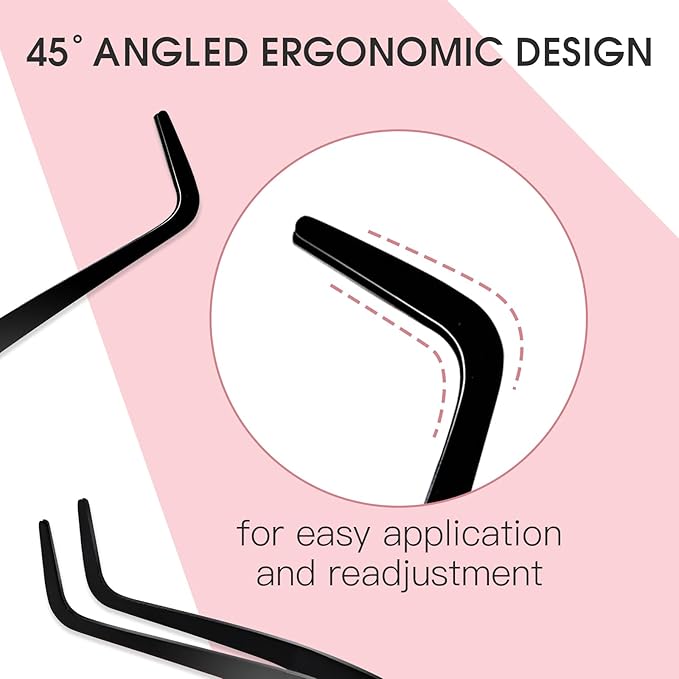 Lash Applicator Tool DIY Eyelash Applicator Stainless Steel Curved Eyelash Tweezers for Cluster Lashes (Black)