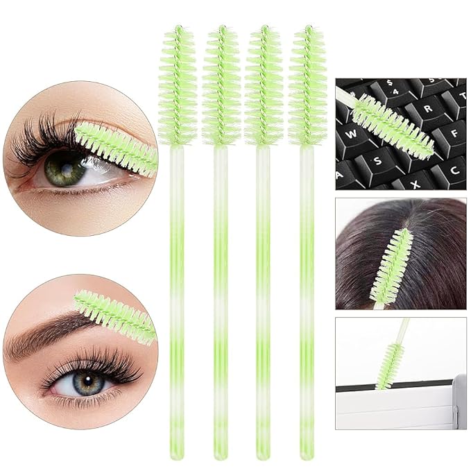 300 Disposable Mascara Wands Eyelash Brush Spoolies for Eye Lash Extension Eyelash Extension Supplies Makeup Tools Accessories (Green)