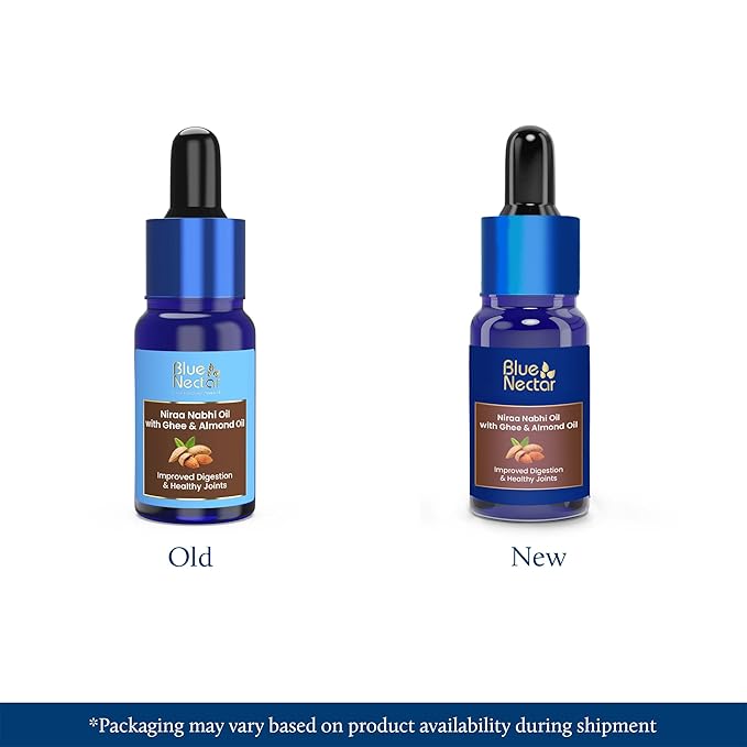 Blue Nectar Ayurveda Navel Oil with Ghee & Almond Oil | Natural Nabhi Oil for Belly Button for Digestion & Joint Health | 100% Natural & Herbal (21 Herbs, 0.33Fl Oz)