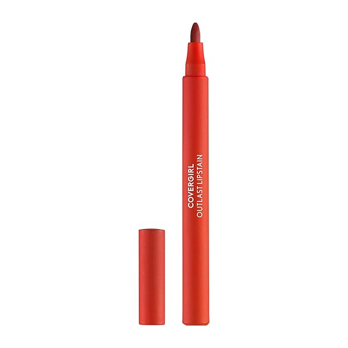 COVERGIRL Outlast, 25 Tangelo, Lipstain, Smooth Application, Precise Pen-Like Tip, Transfer-Proof, Satin Stained Finish, Vegan Formula, 0.06oz