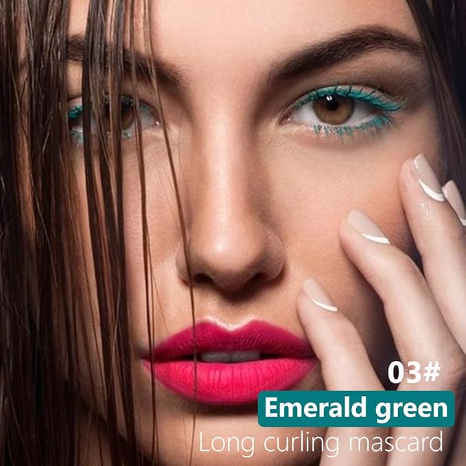 BINGBRUSH Colored Mascara for Eyelashes, Voluminous Colorful Mascara, Pink Purple Blue Green Red-Lengthening, Defining, Curling, Multiplying Formula (#03-Emerald green, 1 Count (Pack of 1))