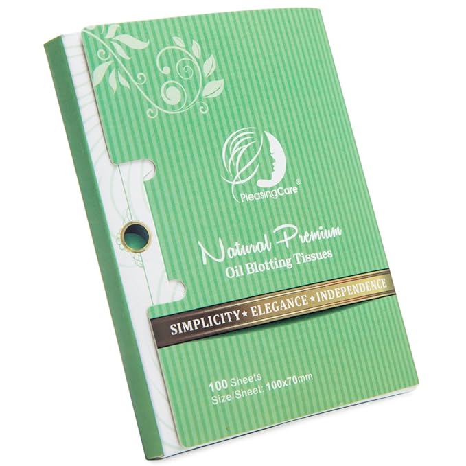 Natural Green Tea Oil Absorbing Tissues - 200 Counts in 2 Pack, Premium Face Oil Blotting Paper - Take 1 Piece Each Time Design - Large 10CM Oil Absorbing Sheets, No Waste and Easy to Carry in Pocket!