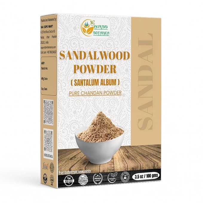 Chandan Sandalwood Powder, 100 gm / 3.52 oz, Face Pack & Mask, Tilak, Auspicious Occasions, Natural Cleansing & Soothing Powder for Wrinkles