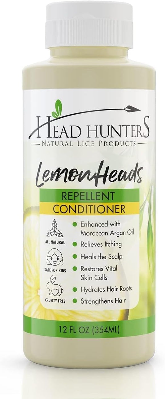 Head Hunters Lemon Heads Natural Conditioner - Daily Repellent for Kids and Adults - Non-Toxic, Extremely Effective Lice Prevention Without Chemicals - 12 Oz