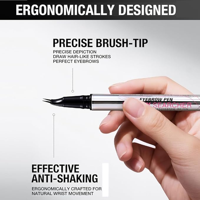 Curved Eyebrow Pen, Eyebrow Pencil Dual-Ended with 2-Fork Tip for Women, Effortlessly Creates Natural Hair-Like Brows, Lasts All-Day Waterproof & Smudge-Proof Formula (#4 BLACK BROWN)