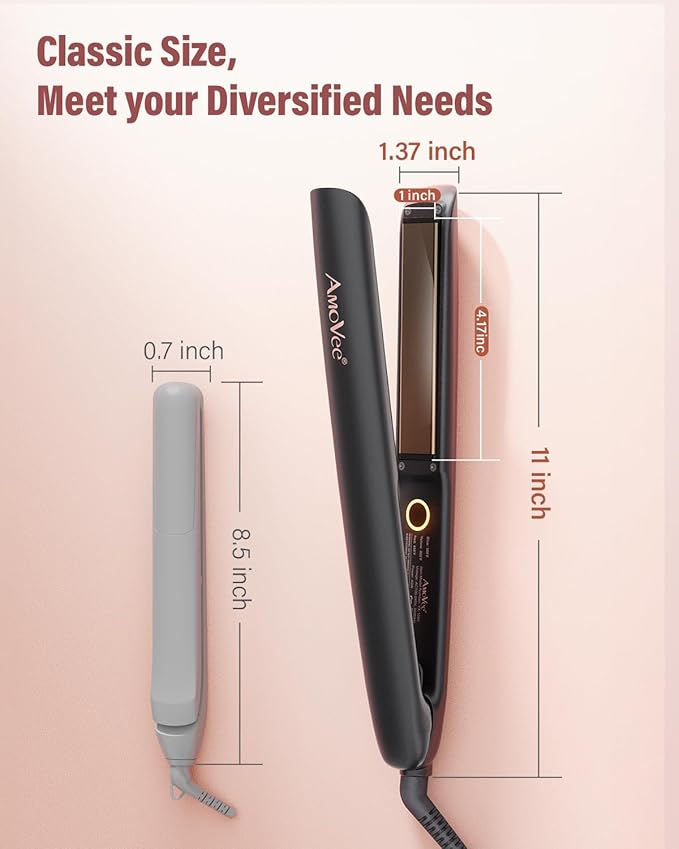 2 in1 Hair Straightener and Curler,15s Fast Heating Ceramic Flat Iron,Dual Voltage Hair Iron for Silky Smooth Hair,Suitable for All Hair Types