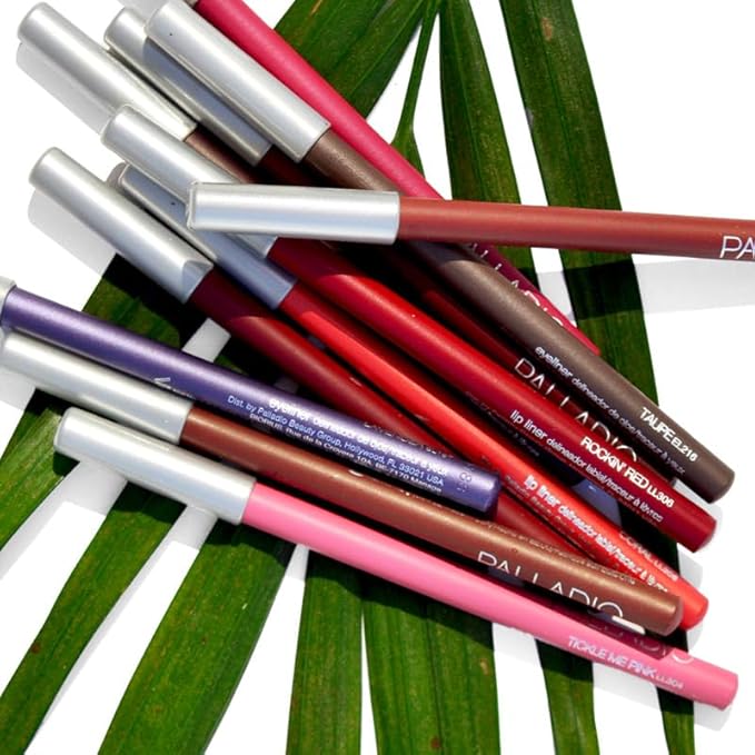 Palladio Lip Liner Pencil, Wooden, Firm yet Smooth, Contour and Line with Ease, Perfectly Outlined Lips, Comfortable, Hydrating, Moisturizing, Rich Pigmented Color, Long Lasting, Suede