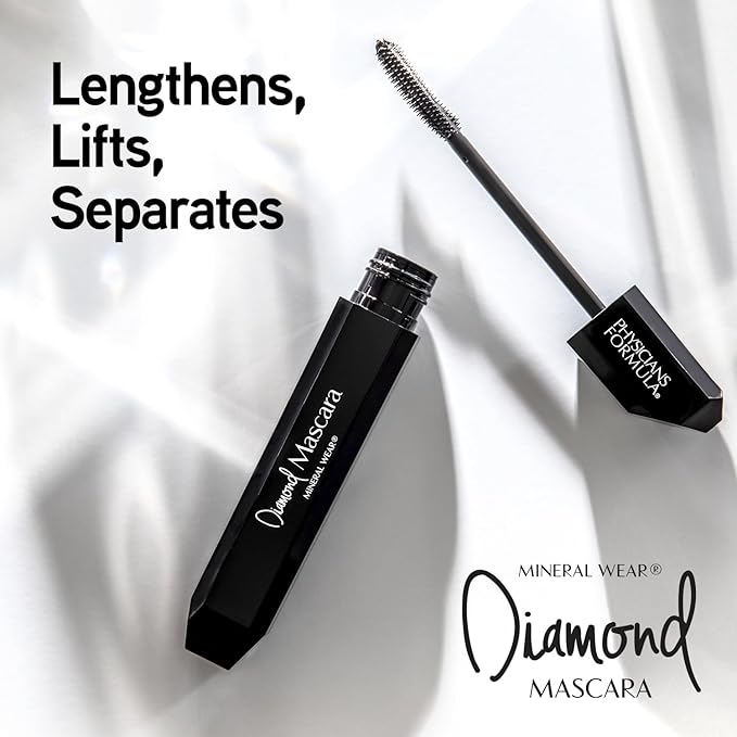 Physicians Formula Mineral Wear Diamond Mascara Black Diamond 2.12 FL Oz, Dermatologist Tested, Opthahlamologist Approved, Sensitive Eyes